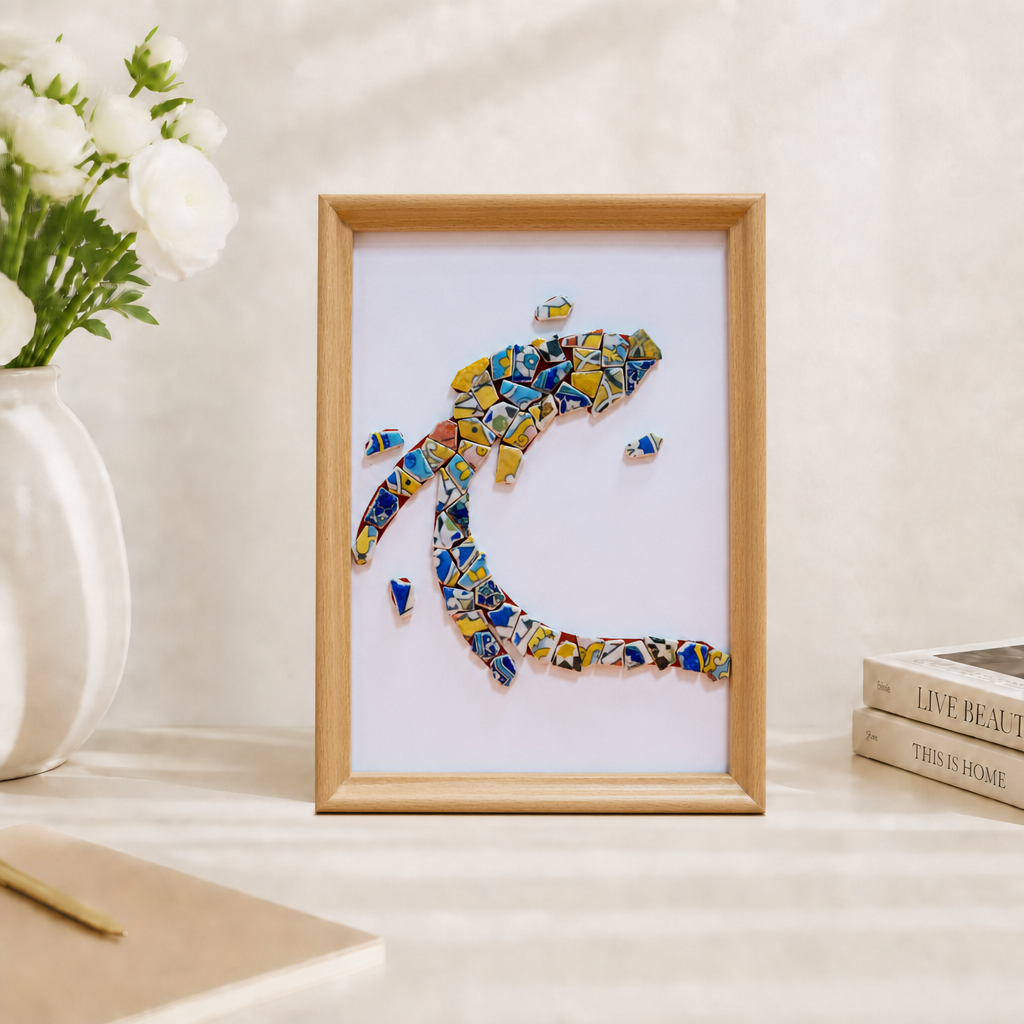 Artistic painting with colored ceramic pieces - Fish