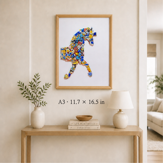 Equus - Stillness | Finished Porcelain Mosaic Artwork in Chromatic