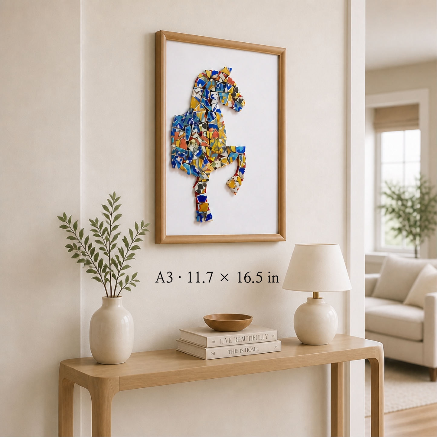 Equus - Profile | Finished Porcelain Mosaic Artwork in Chromatic