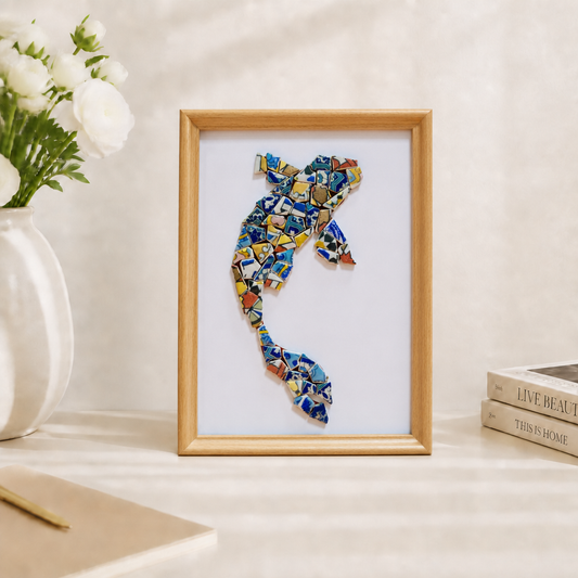 Artistic painting with colored ceramic pieces - Fish