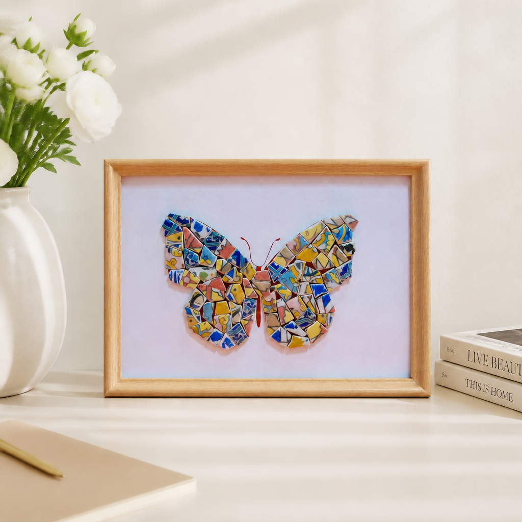 Artistic painting with colored ceramic pieces - Butterfly