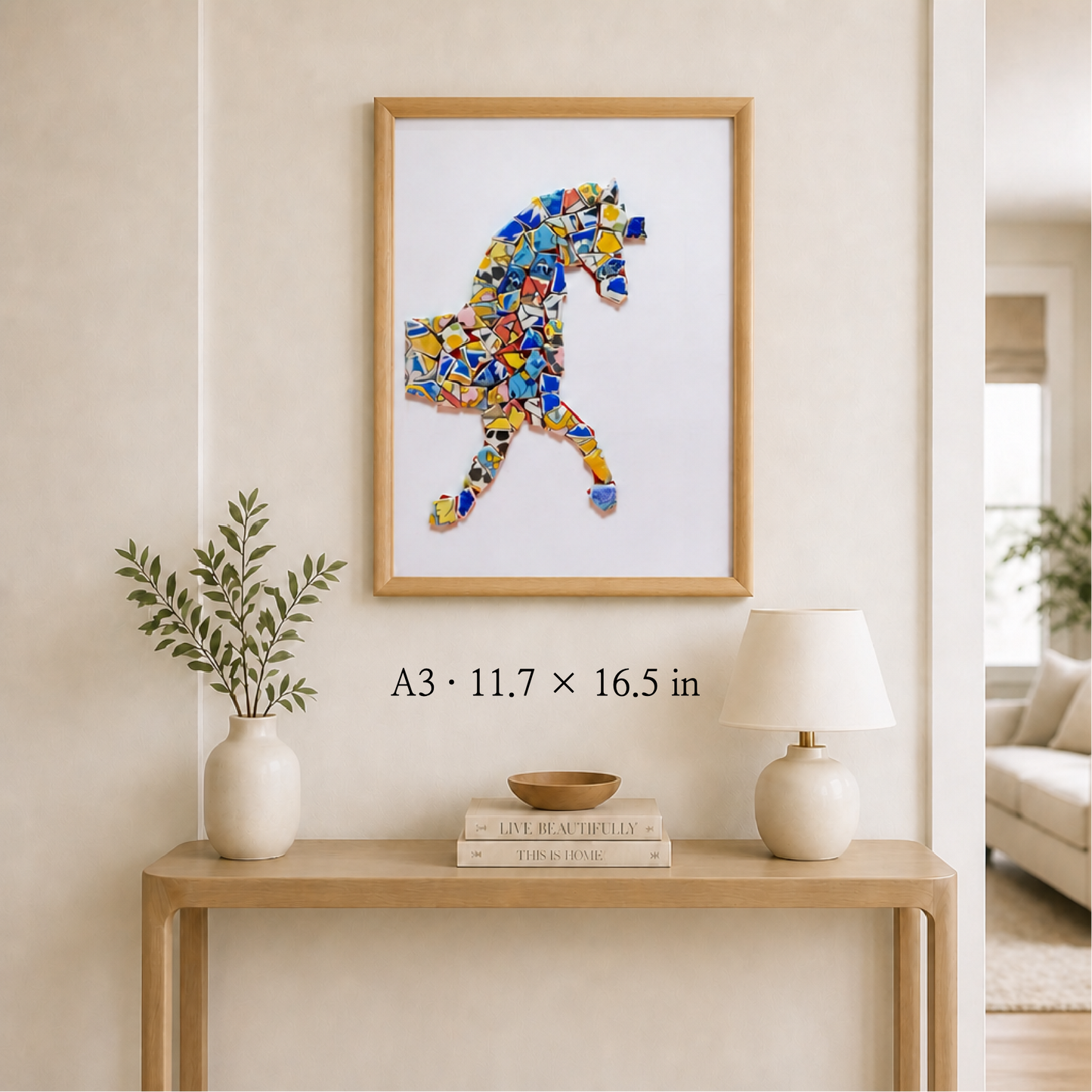 Equus - Stillness | Finished Porcelain Mosaic Artwork in Chromatic