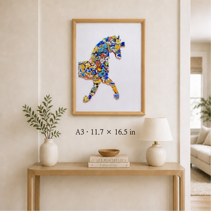 Equus - Stillness | Finished Porcelain Mosaic Artwork in Chromatic