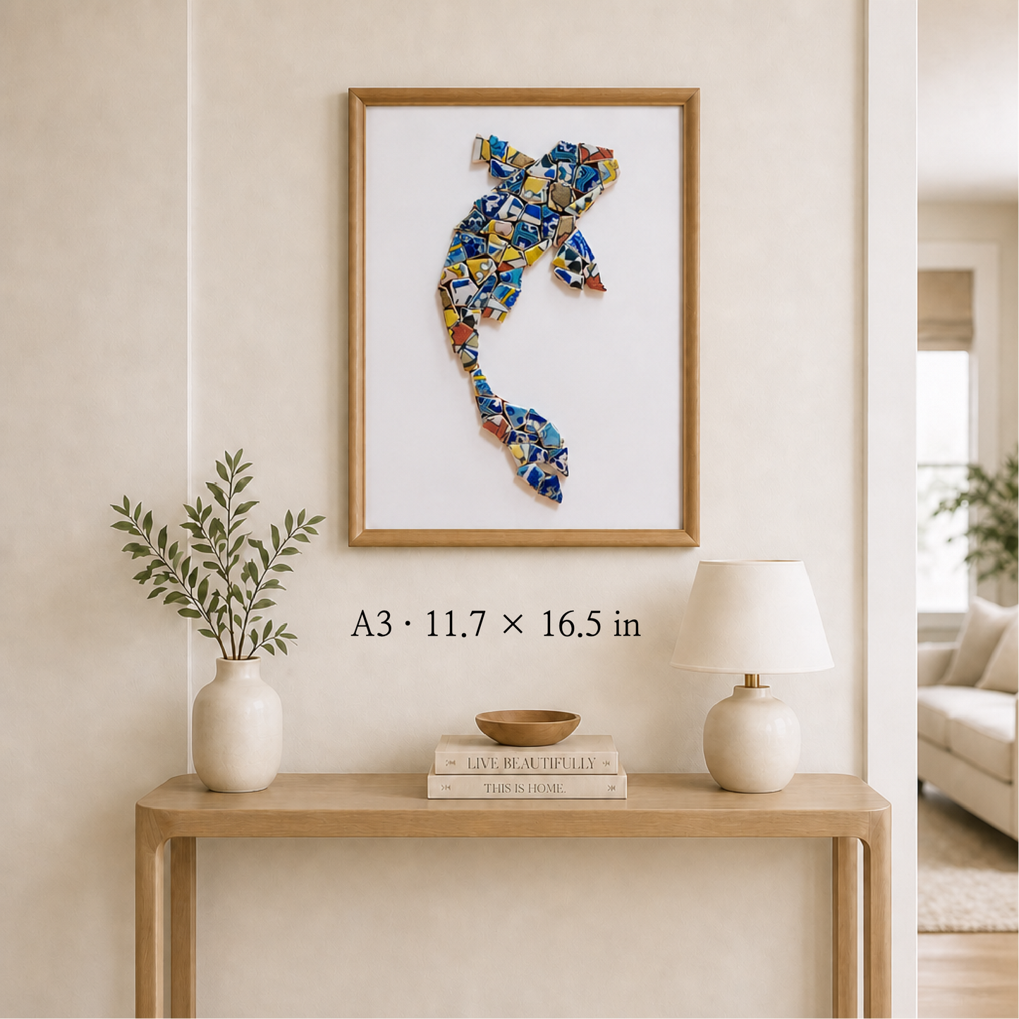Koi - Current | Finished Porcelain Mosaic Artwork in Chromatic