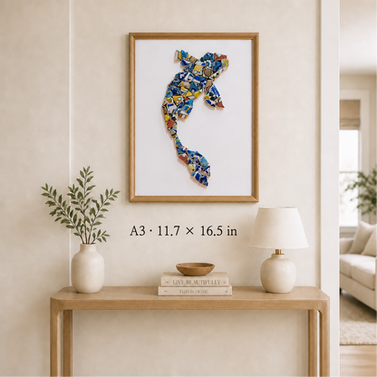 Koi - Current | Finished Porcelain Mosaic Artwork in Chromatic