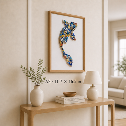 Koi - Current | Finished Porcelain Mosaic Artwork in Chromatic