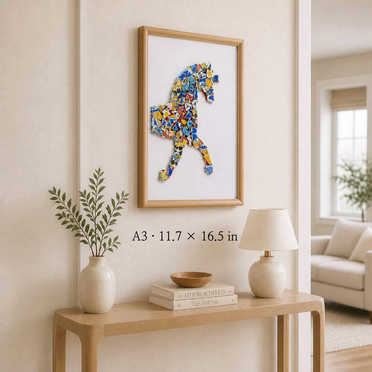 Equus - Stillness | Finished Porcelain Mosaic Artwork in Chromatic