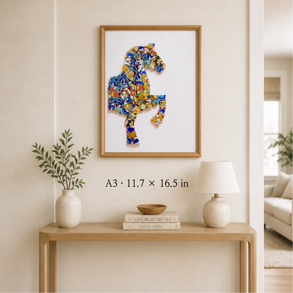 Equus - Profile | Finished Porcelain Mosaic Artwork in Chromatic