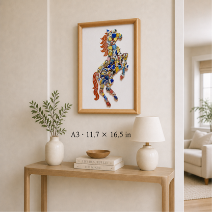 Equus - Ascent | Finished Porcelain Mosaic Artwork in Chromatic