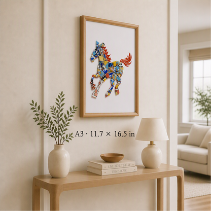 Equus - Gallop | Finished Porcelain Mosaic Artwork in Chromatic