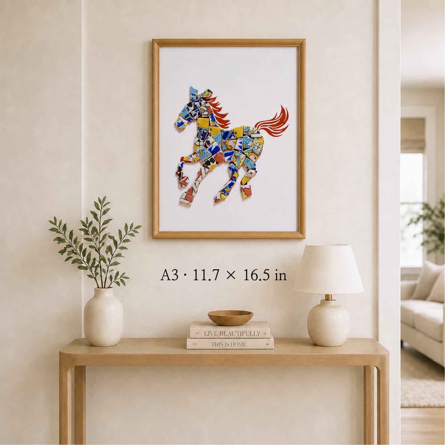 Equus - Gallop | Finished Porcelain Mosaic Artwork in Chromatic