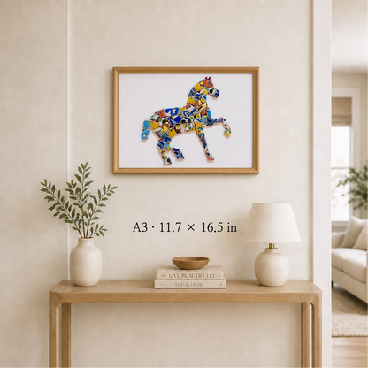 Equus - Horizon | Finished Porcelain Mosaic Artwork in Chromatic