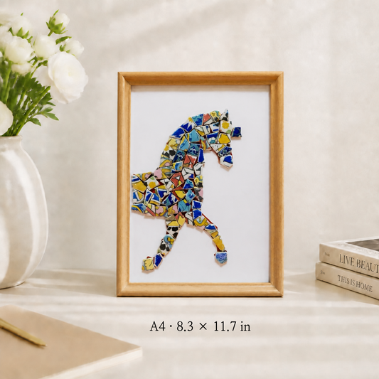 Equus - Stillness | Finished Porcelain Mosaic Artwork in Chromatic