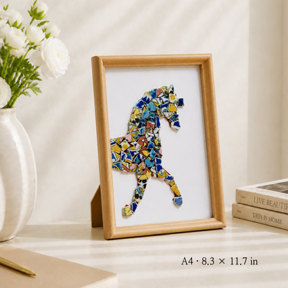 Equus - Stillness | Finished Porcelain Mosaic Artwork in Chromatic