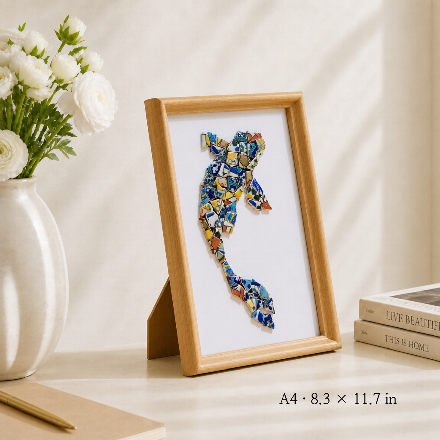 Koi - Current | Finished Porcelain Mosaic Artwork in Chromatic