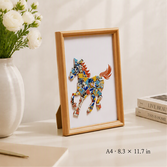 Equus - Gallop | Finished Porcelain Mosaic Artwork in Chromatic