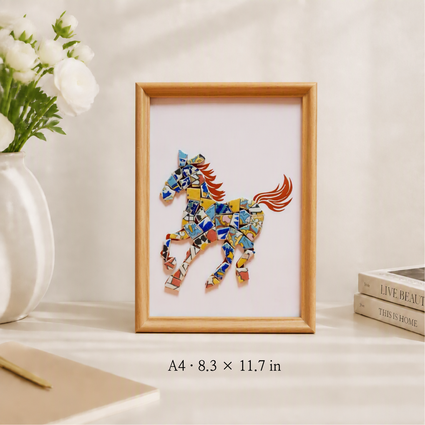 Equus - Gallop | Finished Porcelain Mosaic Artwork in Chromatic