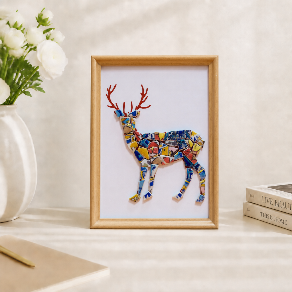 Artistic painting with colored ceramic pieces - Deer
