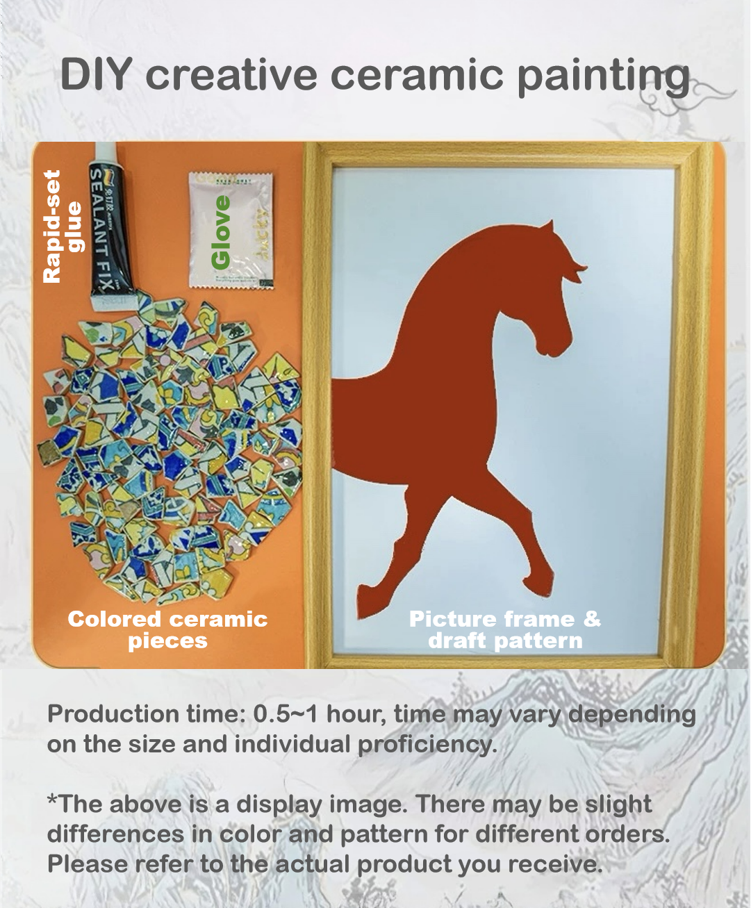 Artistic painting with colored ceramic pieces - Fish