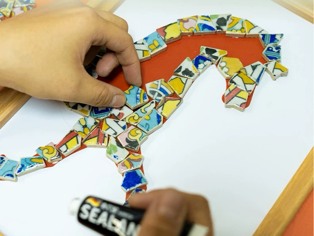 Artistic painting with colored ceramic pieces - Fish